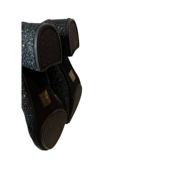 Yosi Samra Glitter Block Heel Metallic Shoes Size 10 Black - Picture 7 of 10